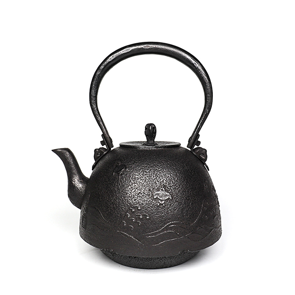 【薰山工房】南部型 波千鳥 鐵壺 1L-座付柄軸