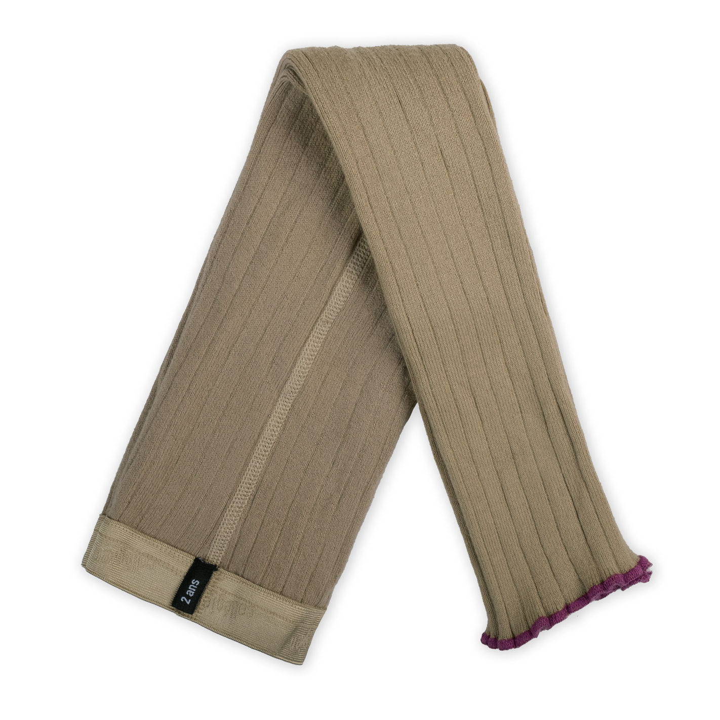 COLLÉGIEN - Severine Lettuce-trim Ribbed Footless Tights（Petite Taupe）