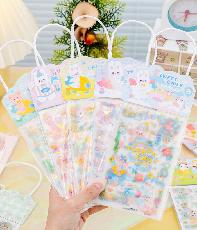 清货 可爱手提手账贴纸PET送1张明信片 款式随机