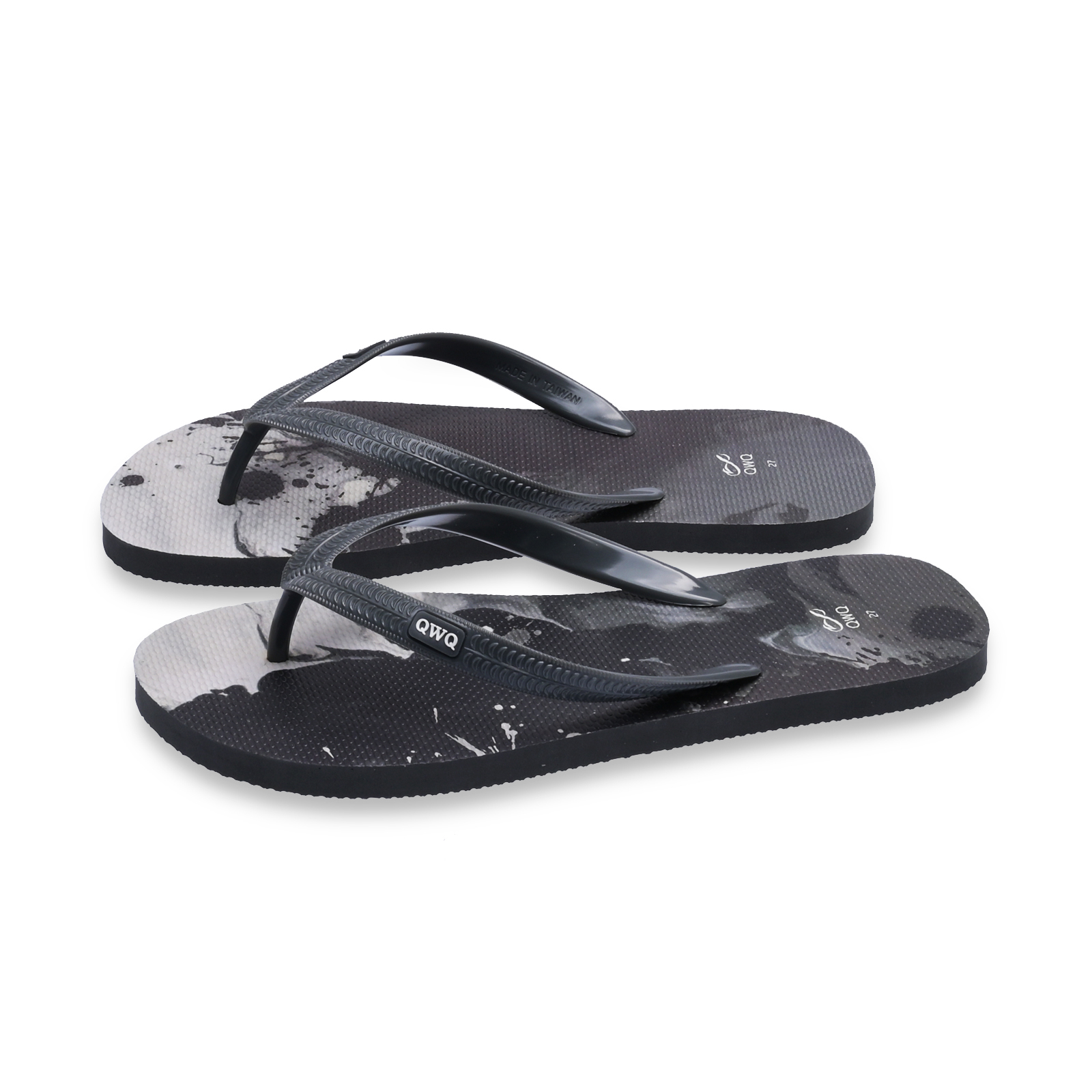 潑墨 灰色 插圖男款夾腳拖鞋 LE原創