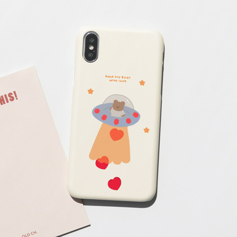 MOMO CASE - 334 하트슝슝곰(크림) 硬殼