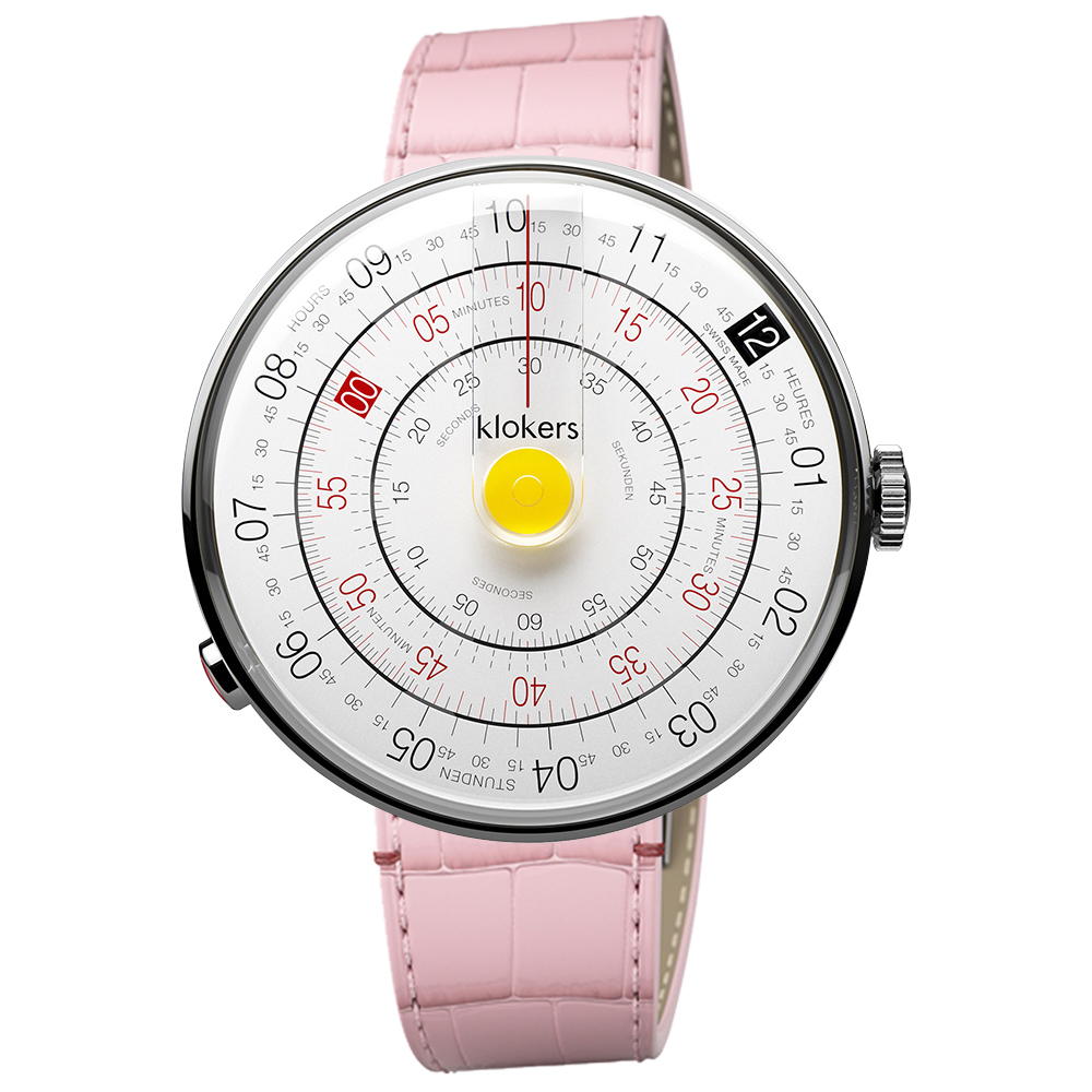 KLOK-01-D1 黃色錶頭+皮革錶帶搭配摺疊錶扣