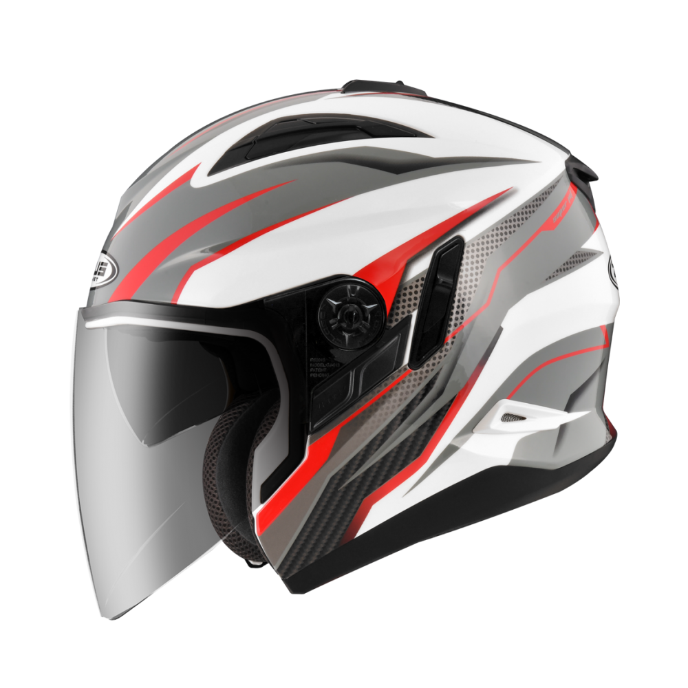 ZEUS ZS - 613B AJ33 白/紅 3/4罩 輕量化 雙鏡片