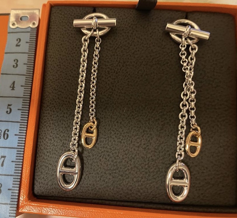 Hermes 全新Boutons d'orielle New Farandole 豬鼻玫瑰金耳環（專門店原價$23100，配貨價5折$11500）