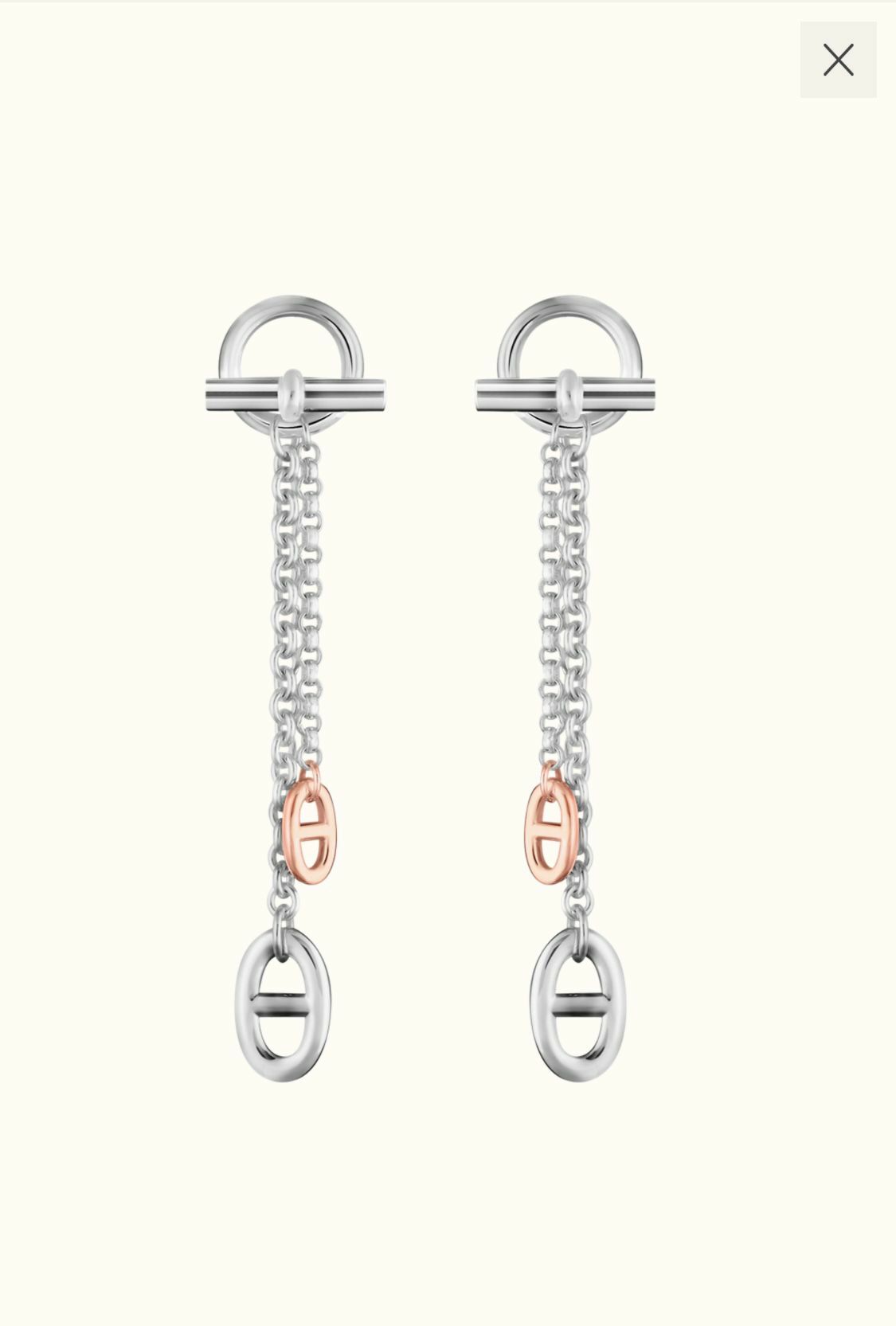 Hermes 全新Boutons d'orielle New Farandole 豬鼻玫瑰金耳環（專門店原價$23100，配貨價5折$11500）