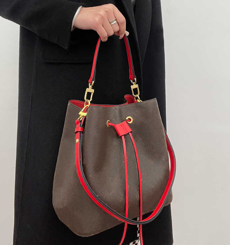 noe水桶包牛皮手提手拎短款肩帶真皮棕色包帶