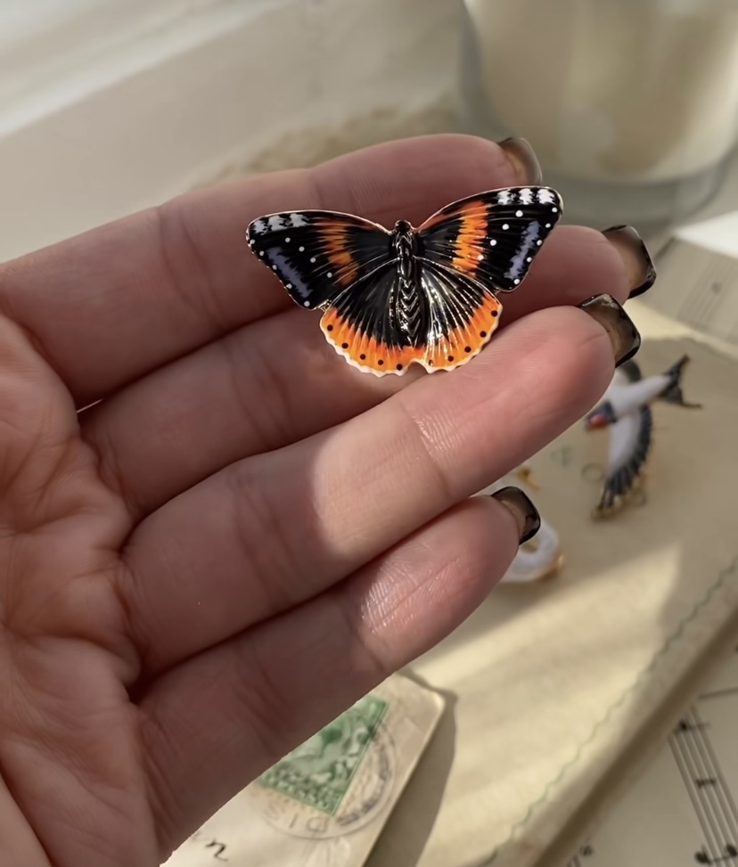 **Fable Enamel Red Admiral Brooch 40168