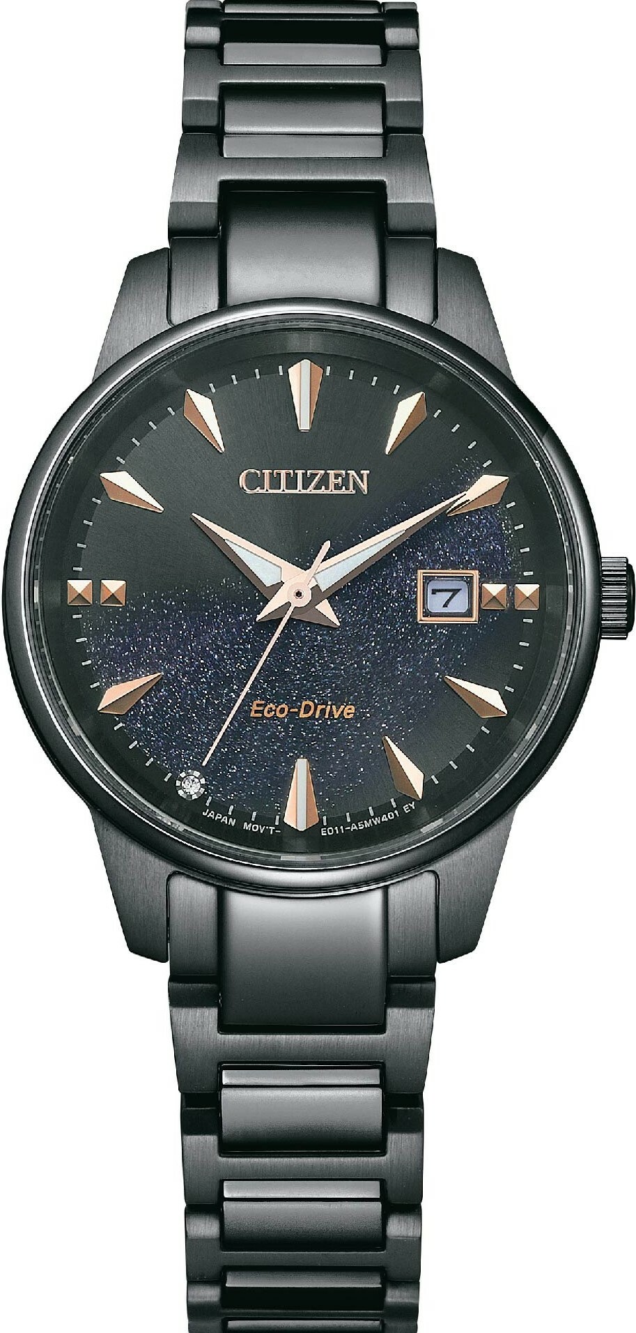 萬年鐘錶 - Citizen 星辰   全黑流沙光動能女錶  EW2595-81E  錶徑29.2MM