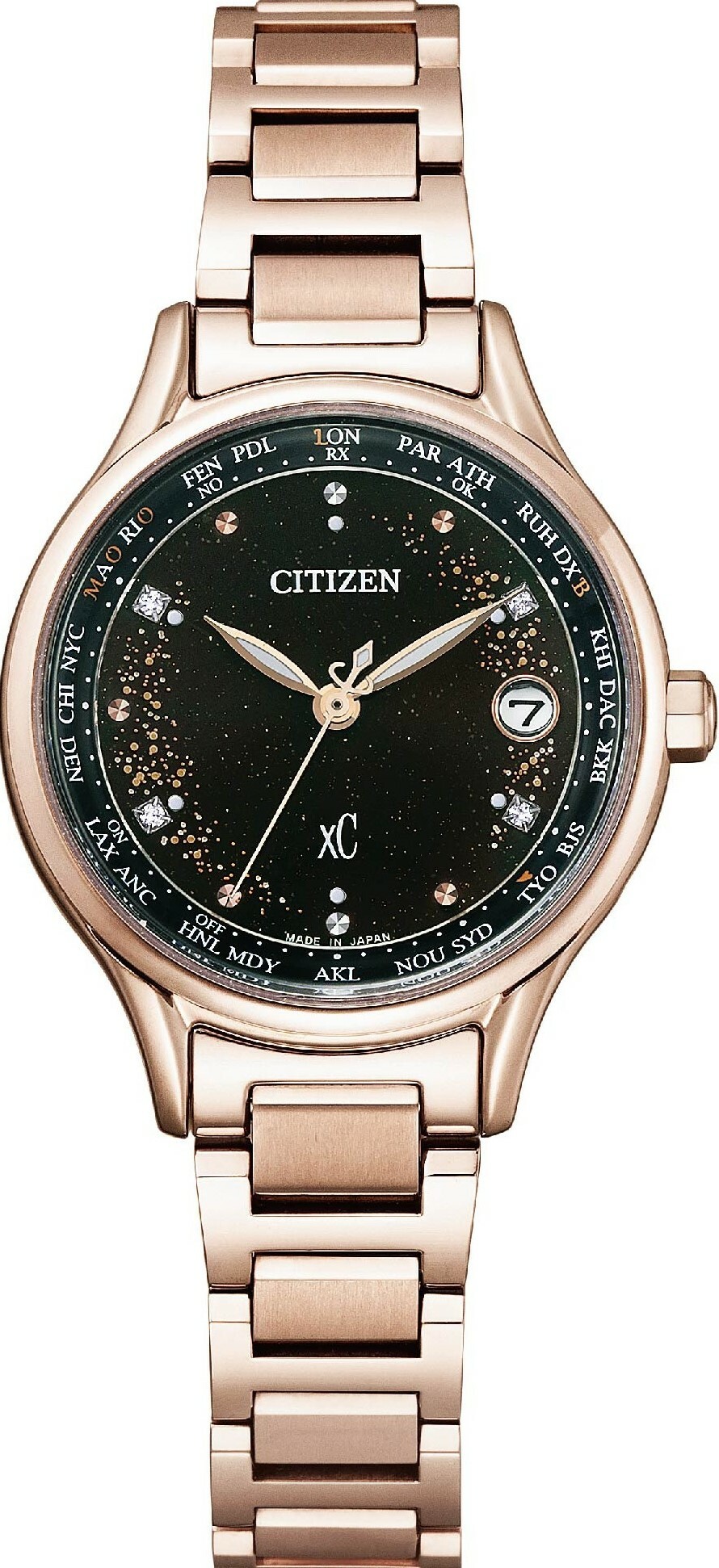 萬年鐘錶 -   Citizen 星辰錶  XC   30週年限定鑽石光動能鈦金屬電波女錶 EC1166-74E  錶徑28MM