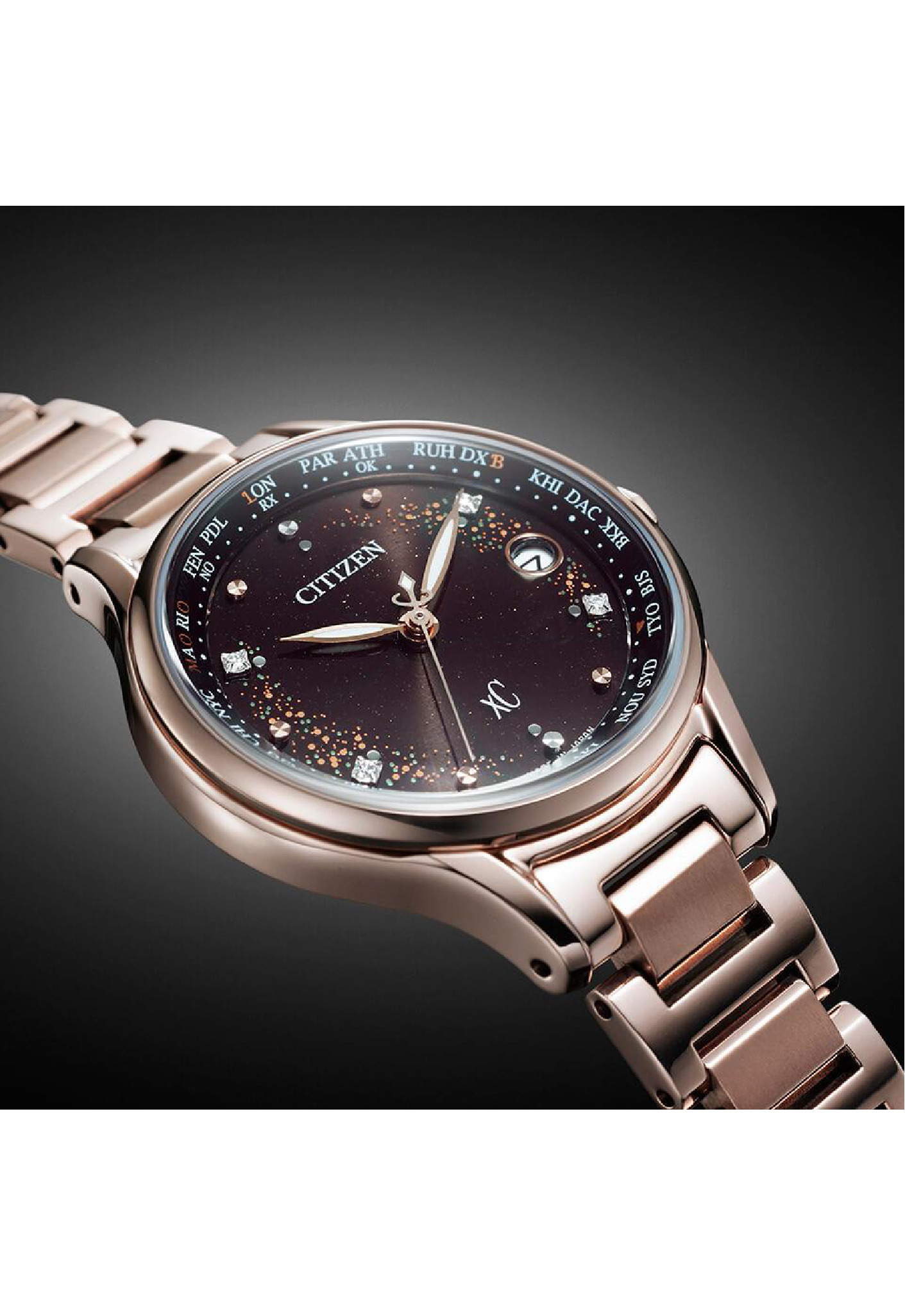 萬年鐘錶 -   Citizen 星辰錶  XC   30週年限定鑽石光動能鈦金屬電波女錶 EC1166-74E  錶徑28MM
