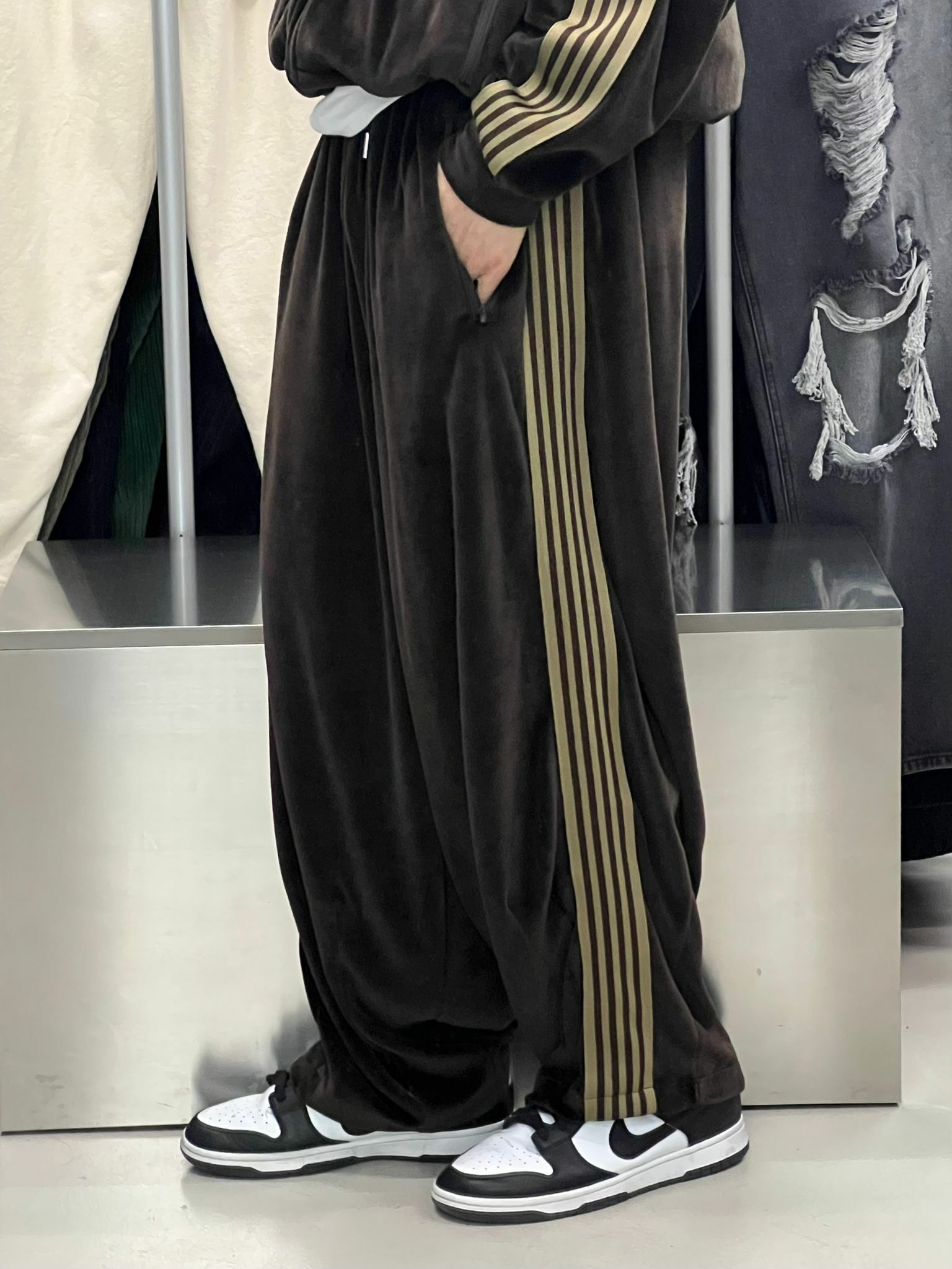 絲絨拼直間鬆身運動褲 P2214