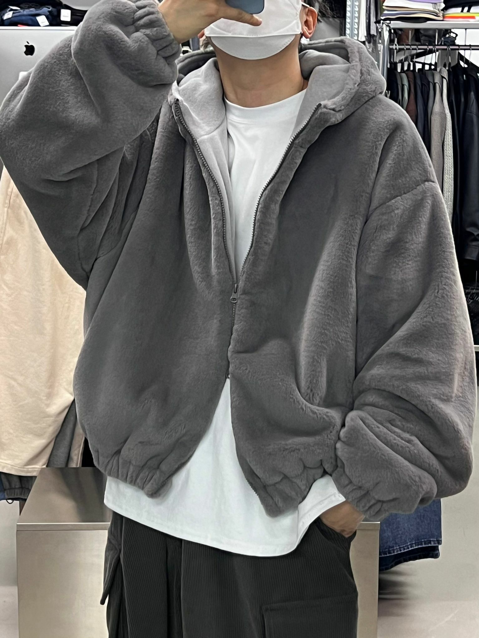 連帽拉鍊毛毛褸(薄抓毛底) JK2231