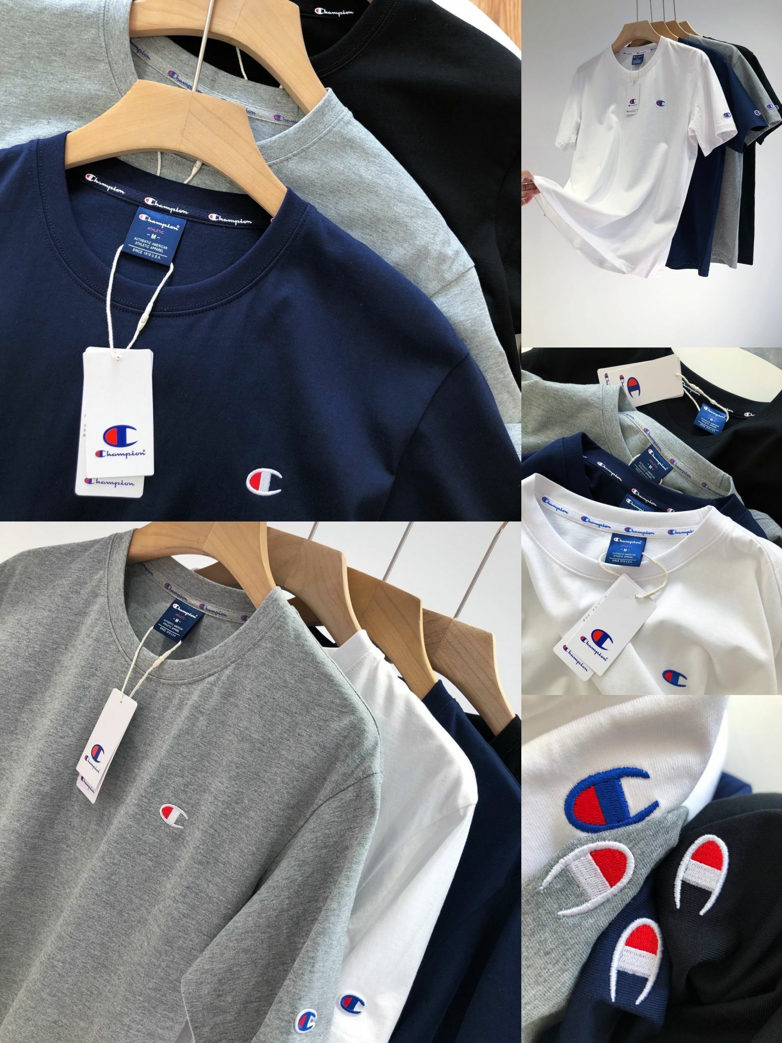 champion草寫刺繡細logo純棉T恤#2203902