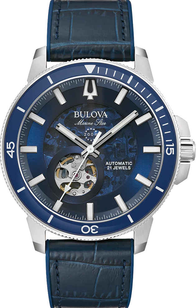 萬年鐘錶 - BULOVA 寶路華   Marine Star  海洋之星機械潛水錶  96A291  錶徑 45MM