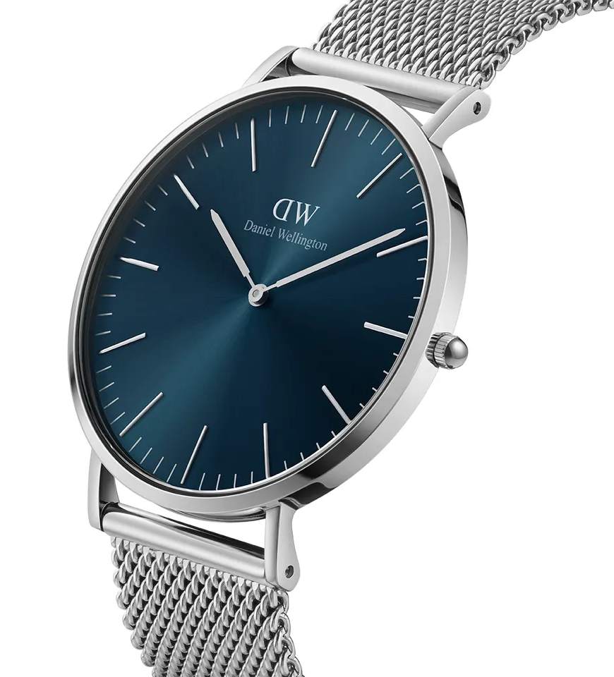 萬年鐘錶 - DW - Daniel Wellington  CLASSIC MESH ARCTIC 系列  北極光藍面盤簡約素雅男錶   DW00100628  錶徑 : 40mm