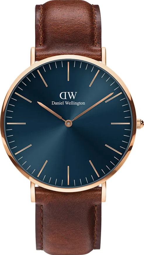 萬年鐘錶 - DW - Daniel Wellington  CLASSIC ST MAWES ARCTIC 系列  北極光藍面盤簡約素雅皮革男錶   DW00100626  錶徑 : 40mm