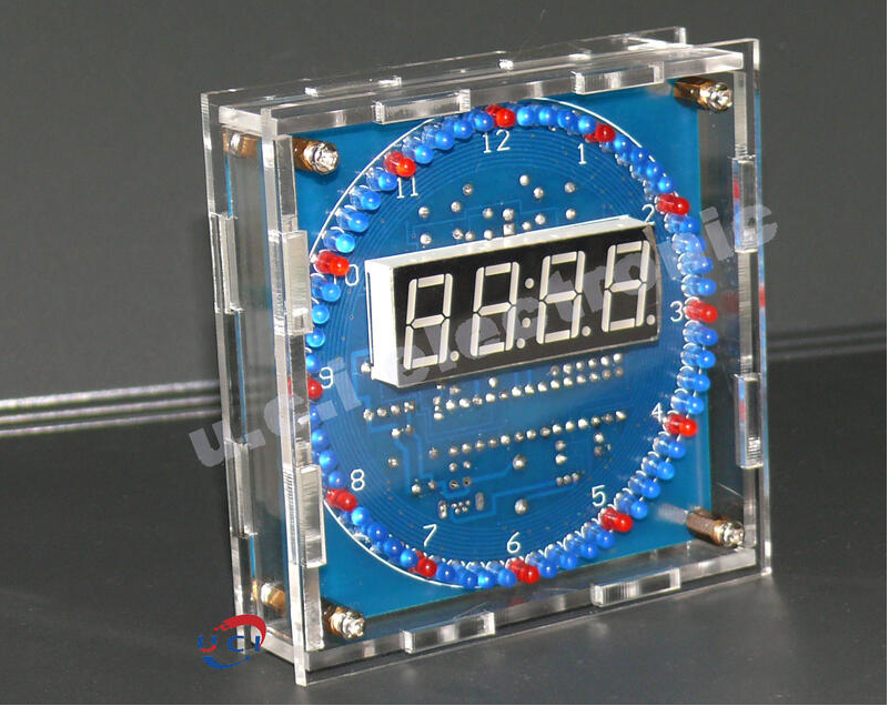 【UCI電子】(E-15) LED光控時鐘DIY焊接套件四位旋轉溫控電子鐘51單片機組裝製作散件 DIY教學