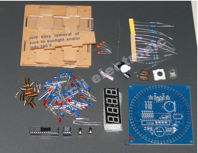【UCI電子】(E-15) LED光控時鐘DIY焊接套件四位旋轉溫控電子鐘51單片機組裝製作散件 DIY教學