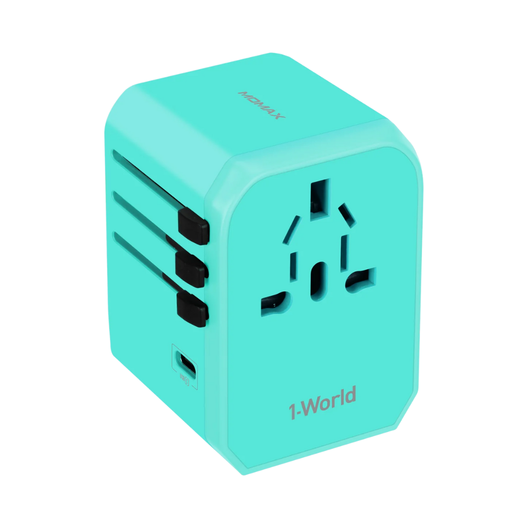MOMAX 1-World USB AC旅行插座 藍色