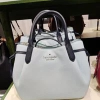 [S] KATE SPADE K9486 COLORBLOCK PEBBLED SMALL SATCHEL BAG,FROSTY SKY, 196021188268 (SKS481)