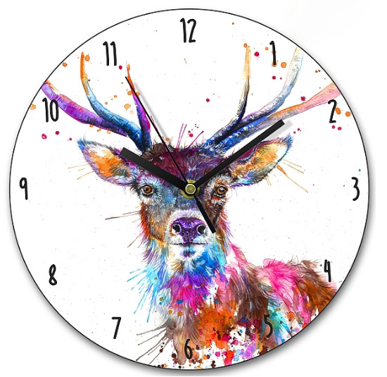 WRAPTIOUS｜英國手工木鐘｜  潑墨彩虹雄鹿