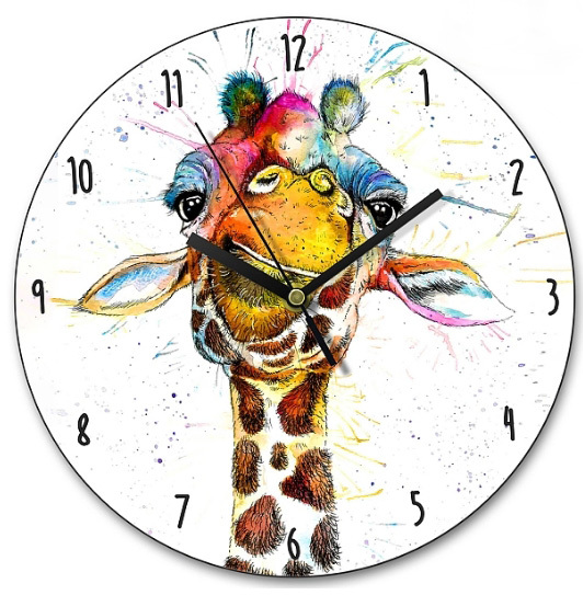 WRAPTIOUS｜英國手工木鐘｜潑墨彩虹長頸鹿