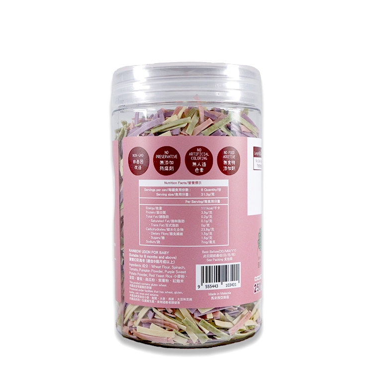 BABYJ RAINBOW UDON FOR BABY 8M+ (PURPLE SWEET POTATO, TOMATO, PUMPKIN, SPINACH)