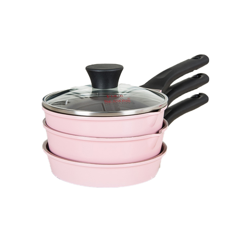 Four Seasons 不沾鍋鍋具組-4件裝 (粉紅色-16cm）