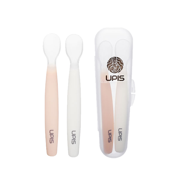 Upis 嬰幼兒矽膠小湯匙組合-2件裝 (粉紅&白色)