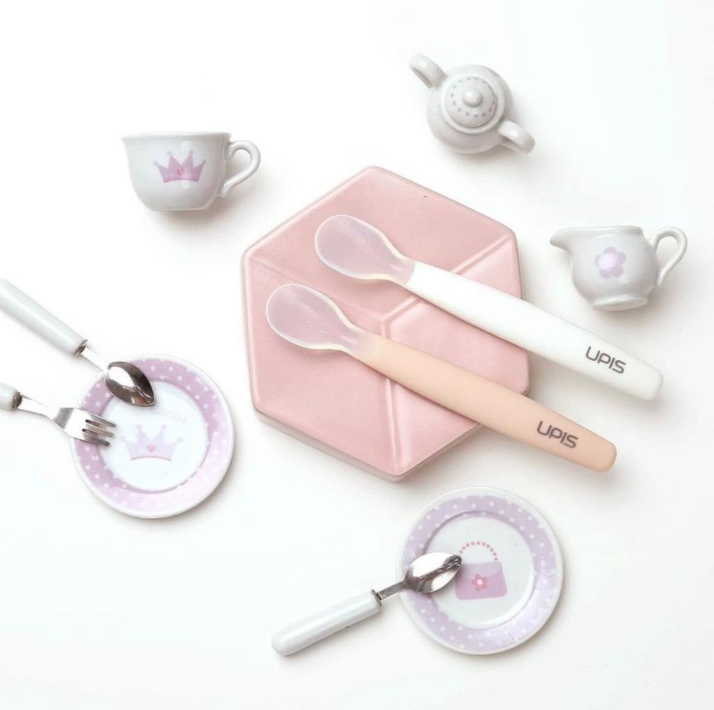Upis 嬰幼兒矽膠小湯匙組合-2件裝 (粉紅&白色)