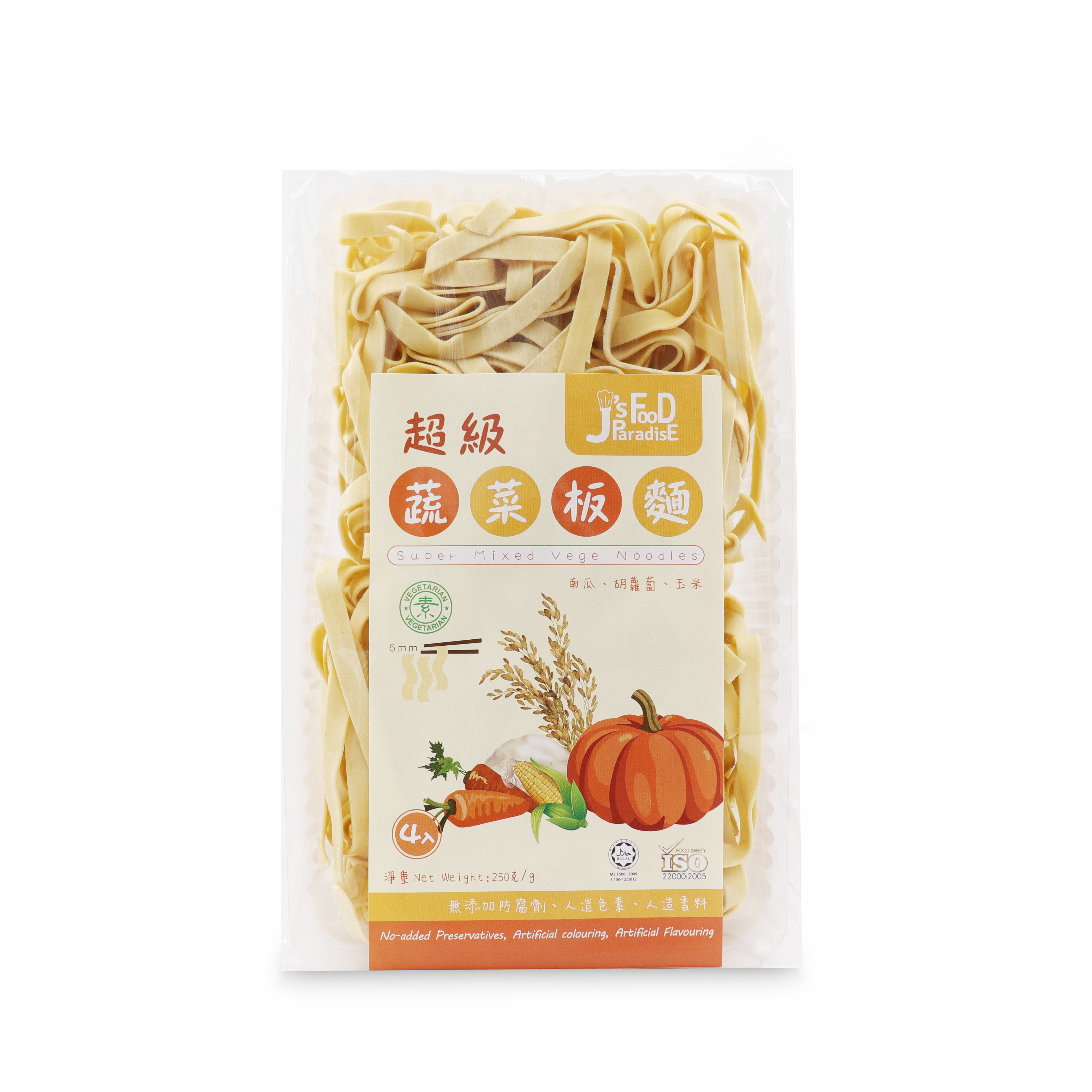 J's Food 超級蔬菜坂麵 (黃) (南瓜,胡蘿蔔,玉米) 250g