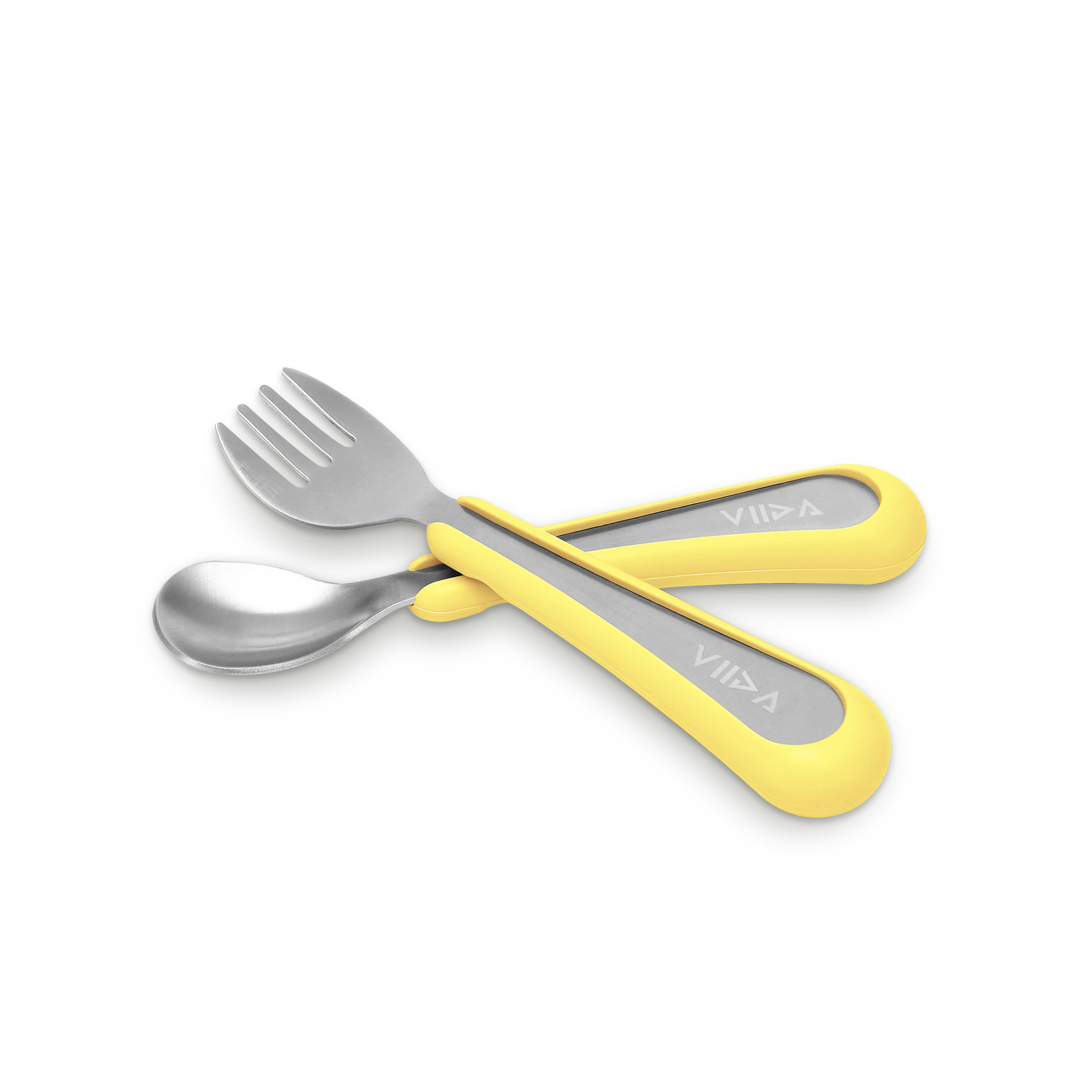 VIIDA - Soufflé Antibacterial Stainless Steel Fork & Spoon Set (S) 6m-2yrs