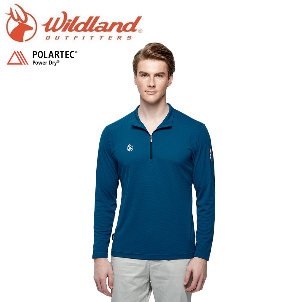 Wildland 荒野 POLA格狀半開襟長袖衣 男款 (2色) 防曬/彈性舒適/吸濕快乾 11WP1608