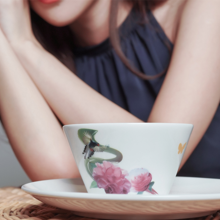 T52-3D藍鵲碗盤組(6碗6盤)