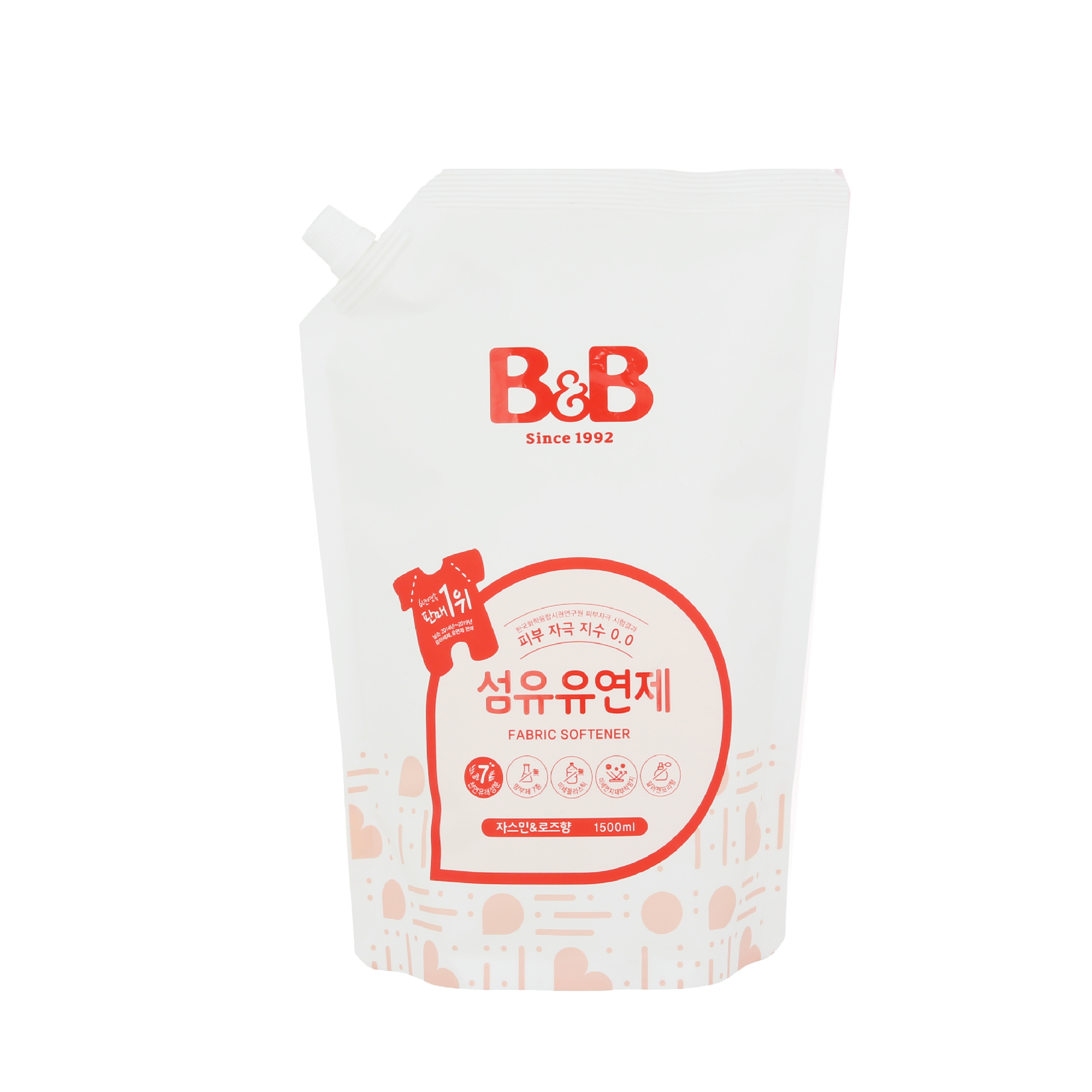 B&B 嬰幼兒天然抗菌衣物柔順劑-補充裝 (茉莉&玫瑰味) 1500ml