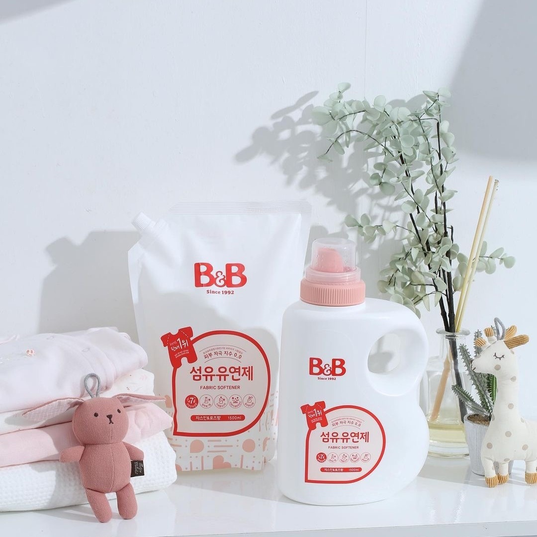 B&B 嬰幼兒天然抗菌衣物柔順劑-補充裝 (茉莉&玫瑰味) 1500ml