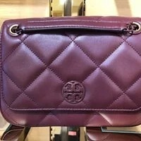 [S] TORY BURCH WILLA SOFT QUILT SMALL SHOULDER BAG,CLARET, 139283-639 (STB289)