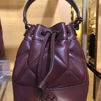 [S] TORY BURCH WILLA SOFT QUILT MINI BUCKET BAG,CLARET, 139289-639 (STB290)