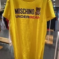 [S] MOSCHINO UNDER BEAR PRINT SHORT SLEEVE T-SHIRT DRESS,YELLOW, ZUT1910-9003-0026 (SM418)