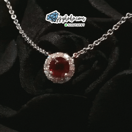 18K White Gold 0.47ct Ruby and Diamond Necklace