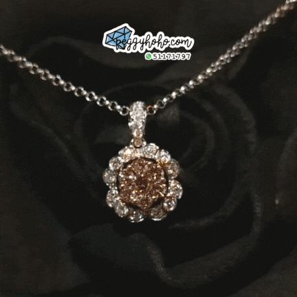 全新18K金33份粉紅白鑽吊墜