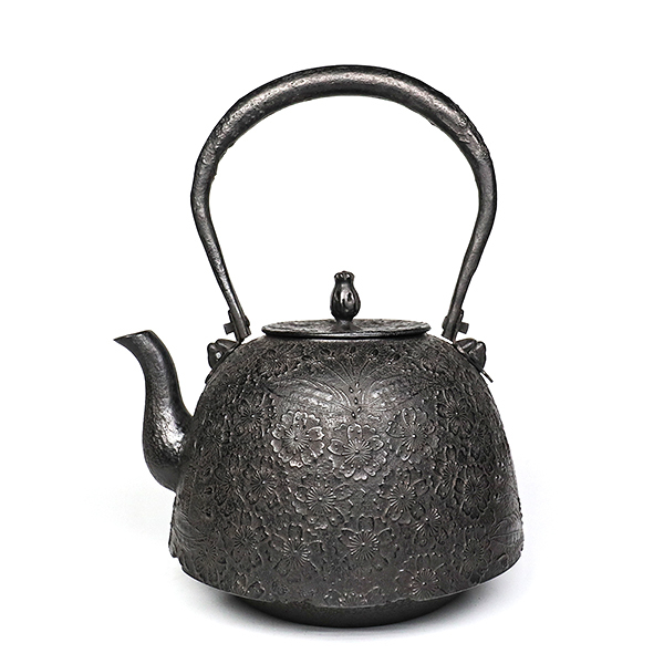 【薰山工房】南部型 櫻 鐵壺 2L-座付柄軸