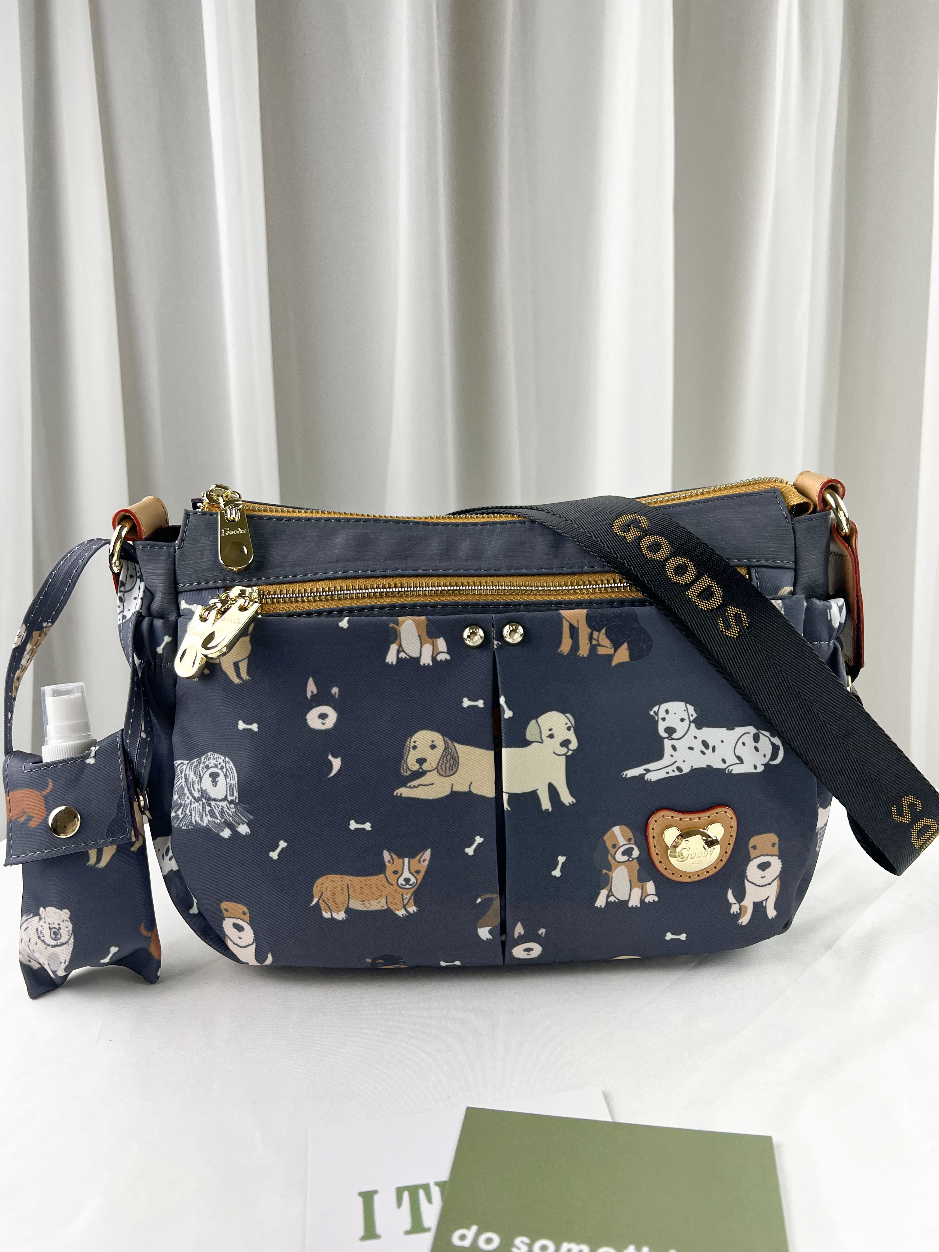 GOODS 灰色狗狗尼龍防潑水側背包   #2806