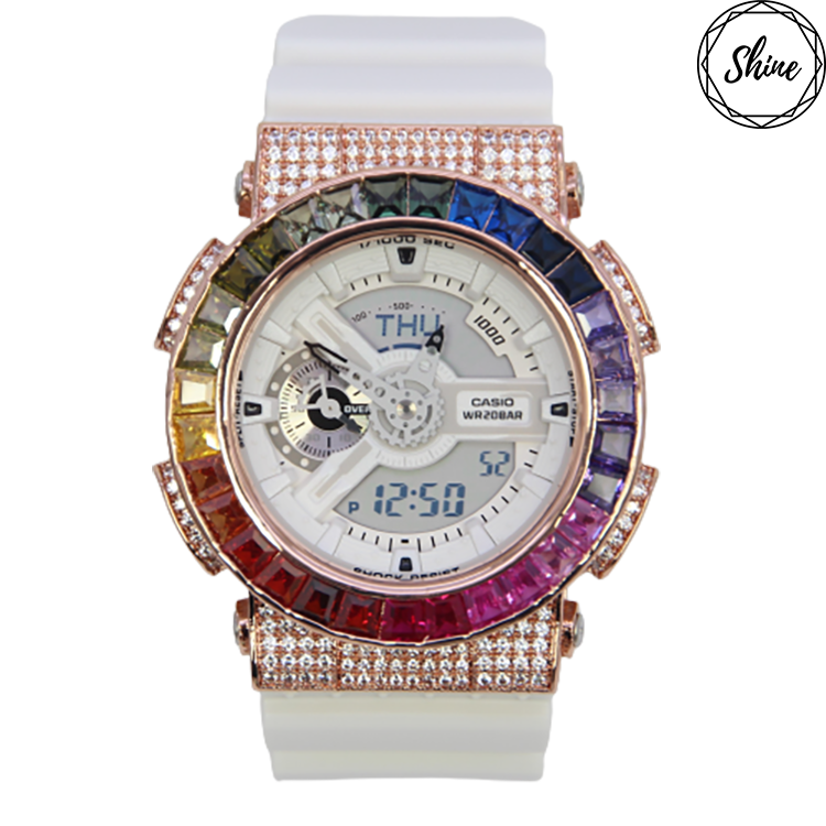 玫瑰金色 改裝手錶 GA-110MW-7A - 彩虹