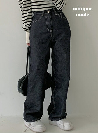 MINIPOE - overfit black 明線 牛仔褲