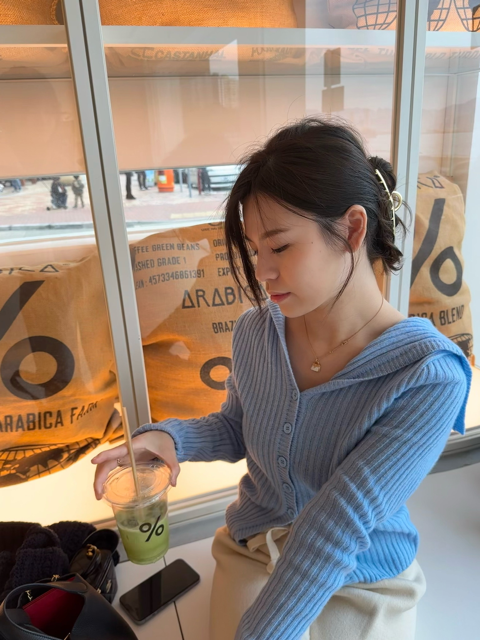 韓式休閑直紋水手領上衣