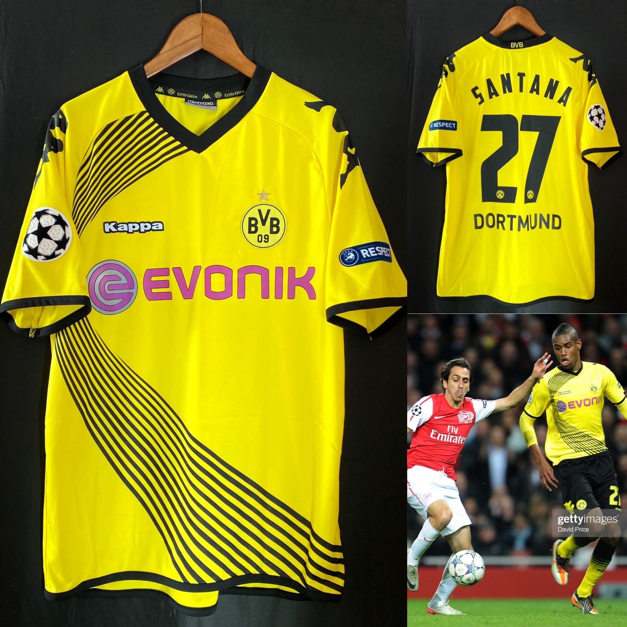 Borussia Dortmund 2011-2012 UEFA CL Home match worn issue shirt #27 SANTANA