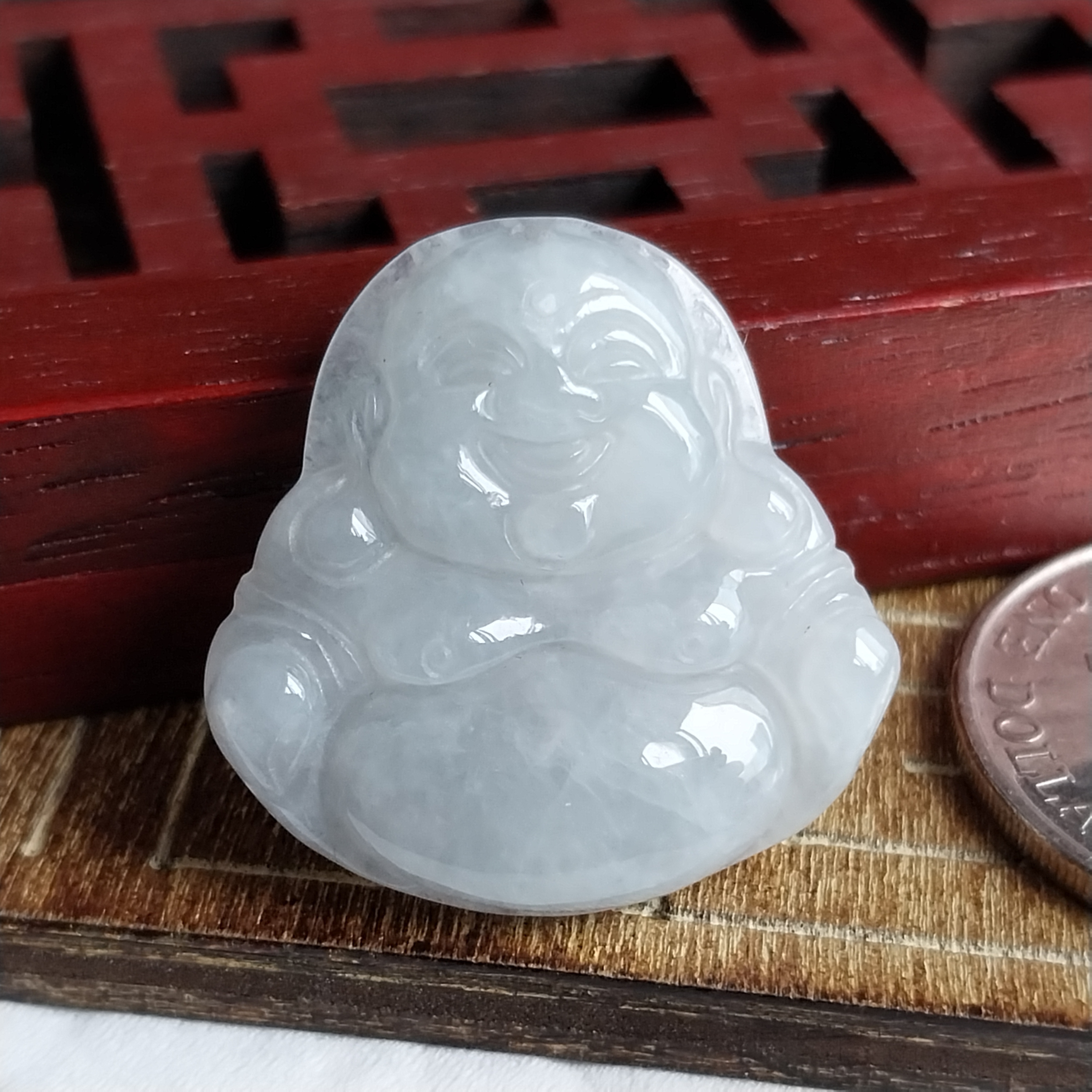 J2108 冰糯白小笑佛吊墜