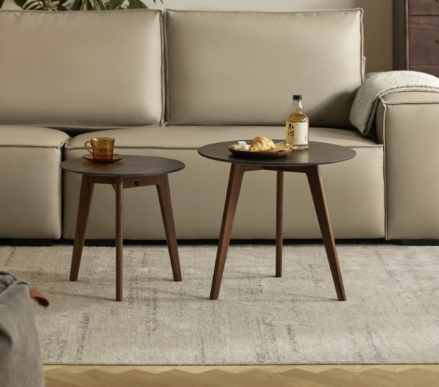 盧森堡黑胡桃木岩板大小茶几 LSB-B5184