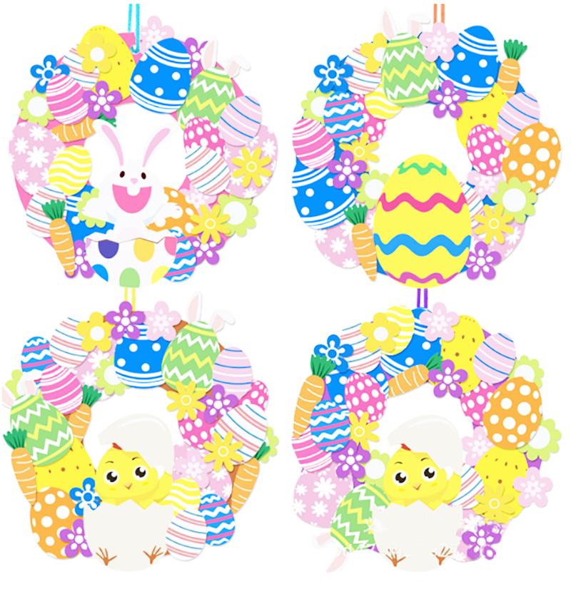 復活節DIY泡沫貼紙花環-12PCS M1722